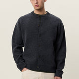 Knitted Roundneck Cardigan Charcoal Melange