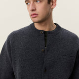 Knitted Roundneck Cardigan Charcoal Melange