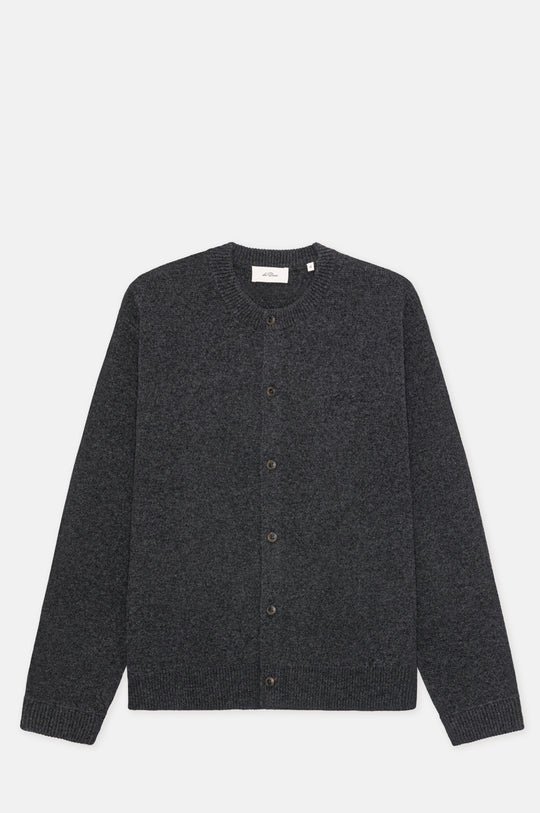 Knitted Roundneck Cardigan Charcoal Melange