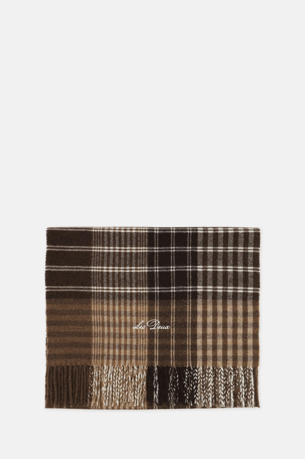 Les Deux Signature Patchwork Check Scarf Mole Brown.