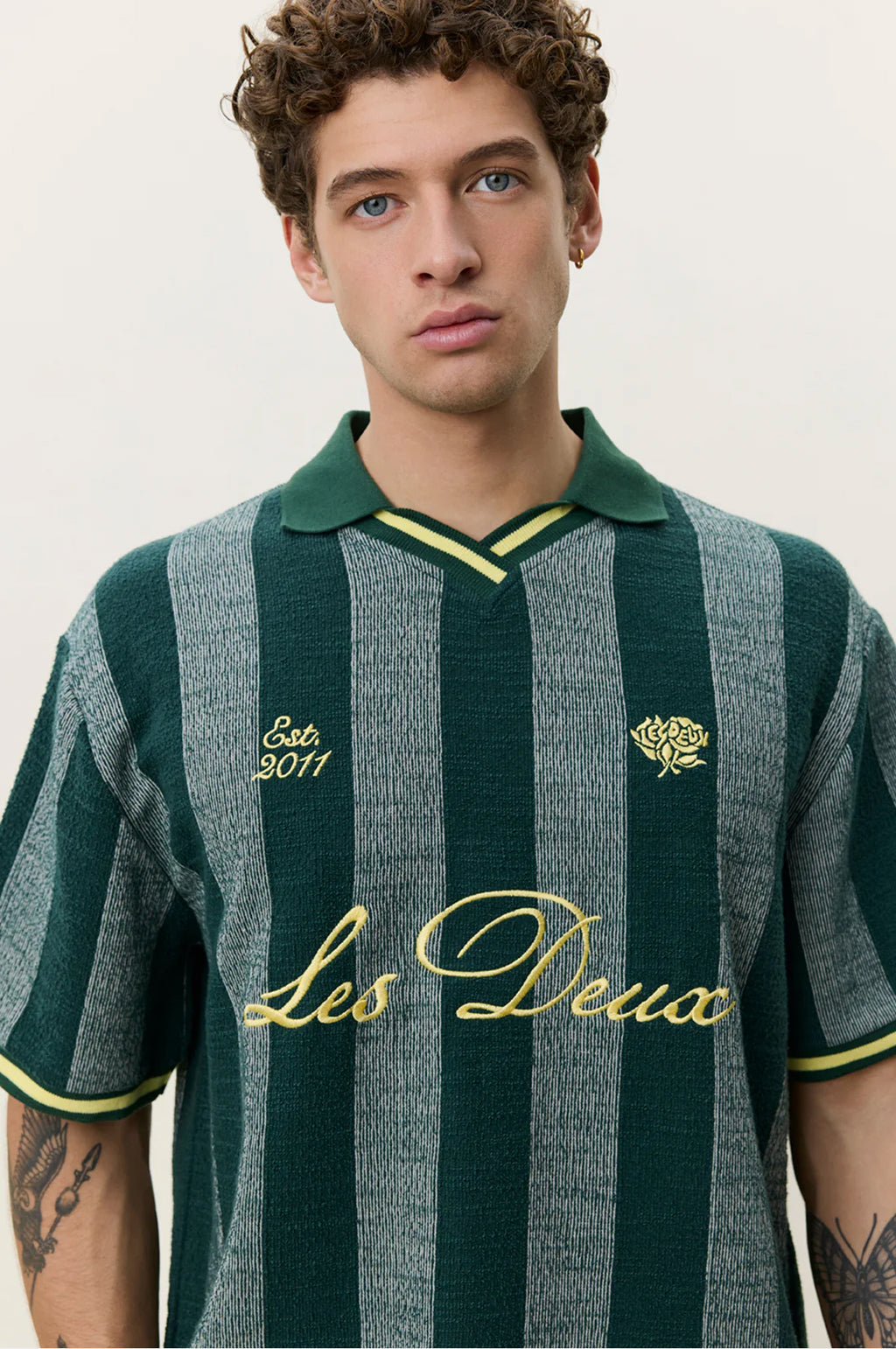 Stripe Jacquard Football Jersey Pine Green