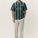Stripe Jacquard Football Jersey Pine Green