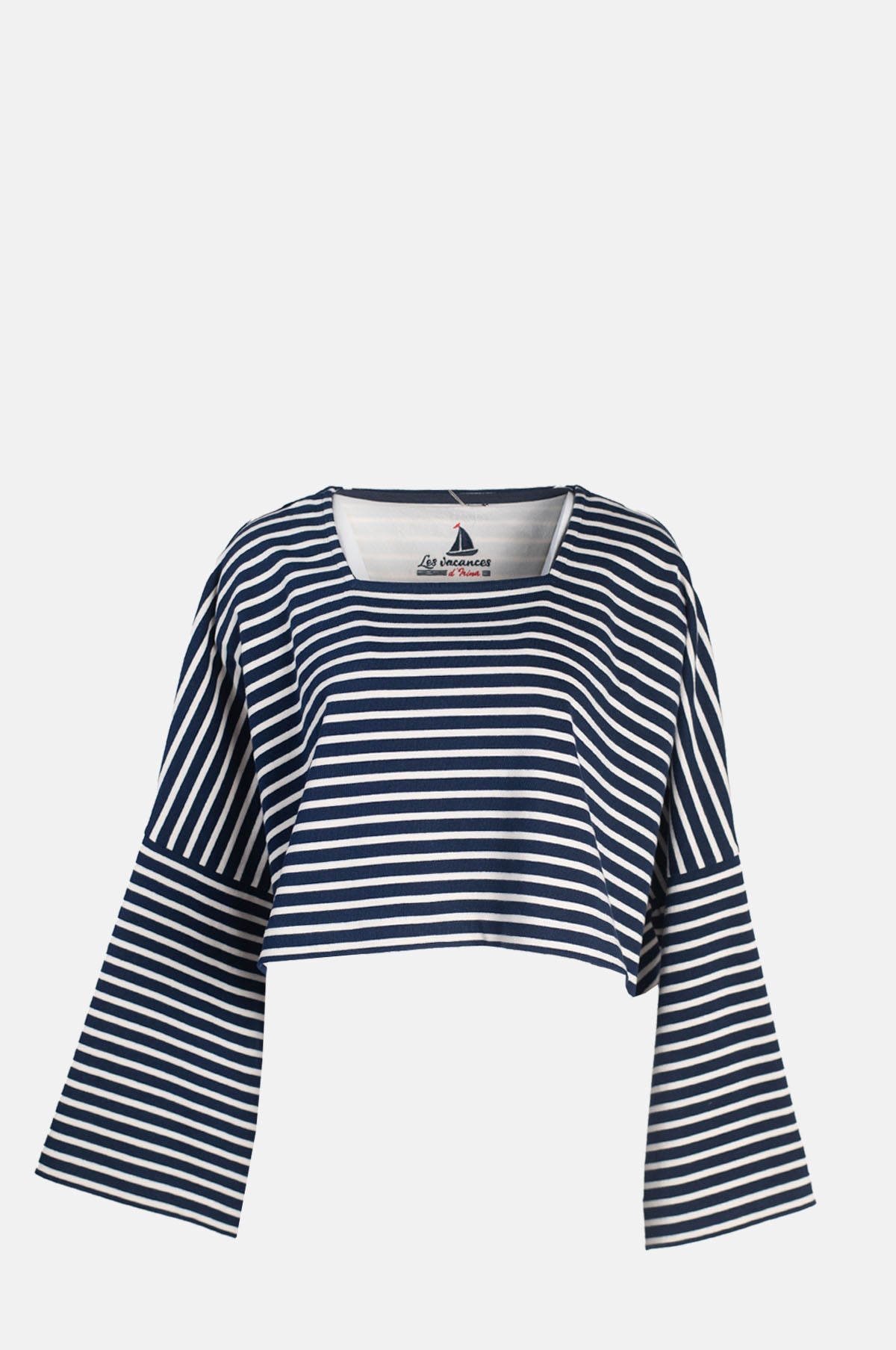 Les Vacances D'Irina Crop Top Mariniere Navy Ecru.