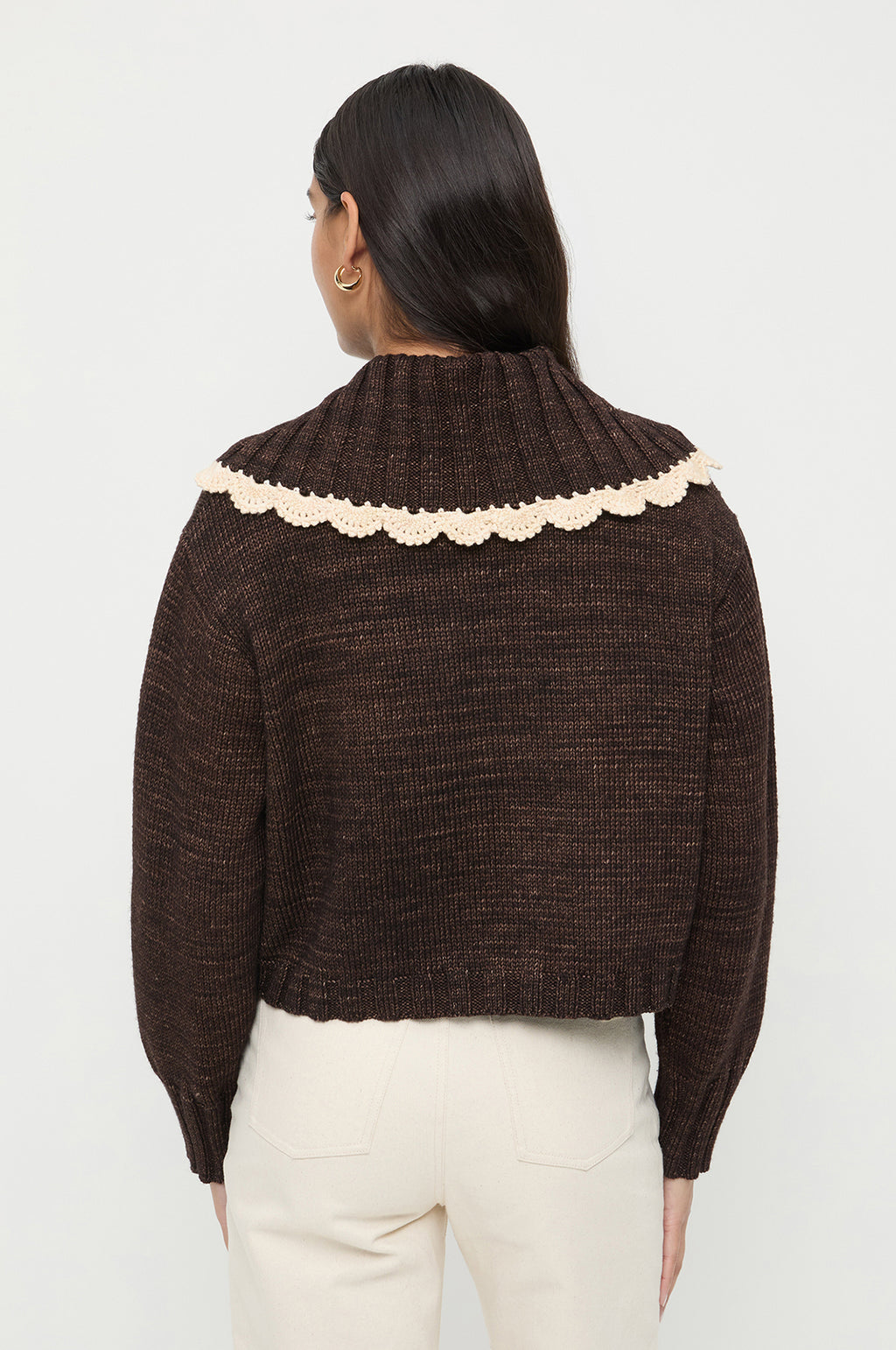 Lo Collar Cardigan Brown/Cream
