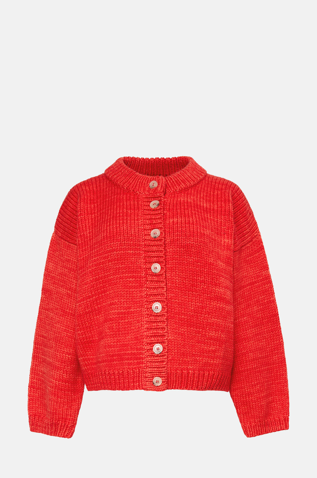 Loeffler Randall Maddie Mock Neck Cardigan Red.