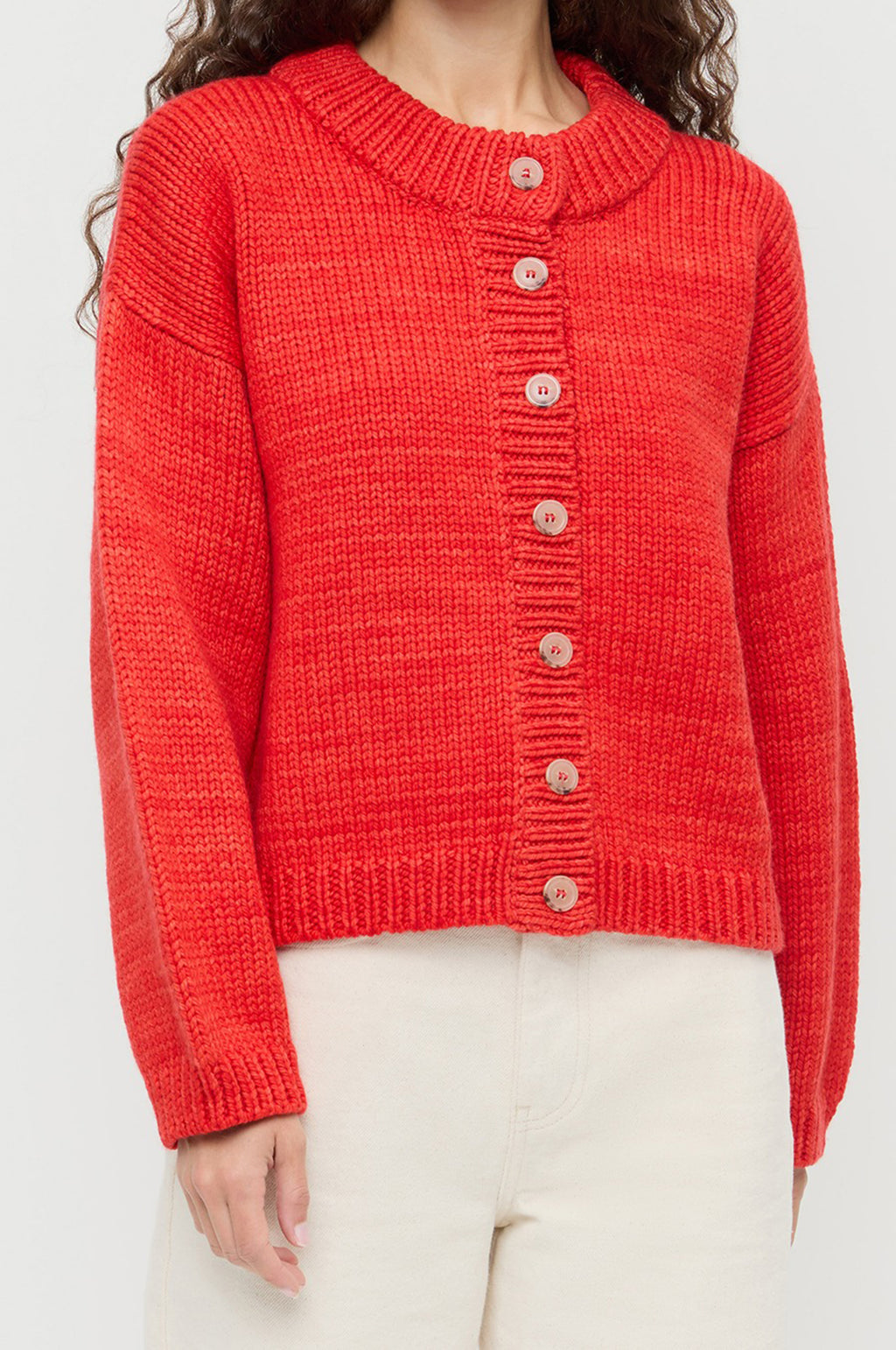Maddie Mock Neck Cardigan Red