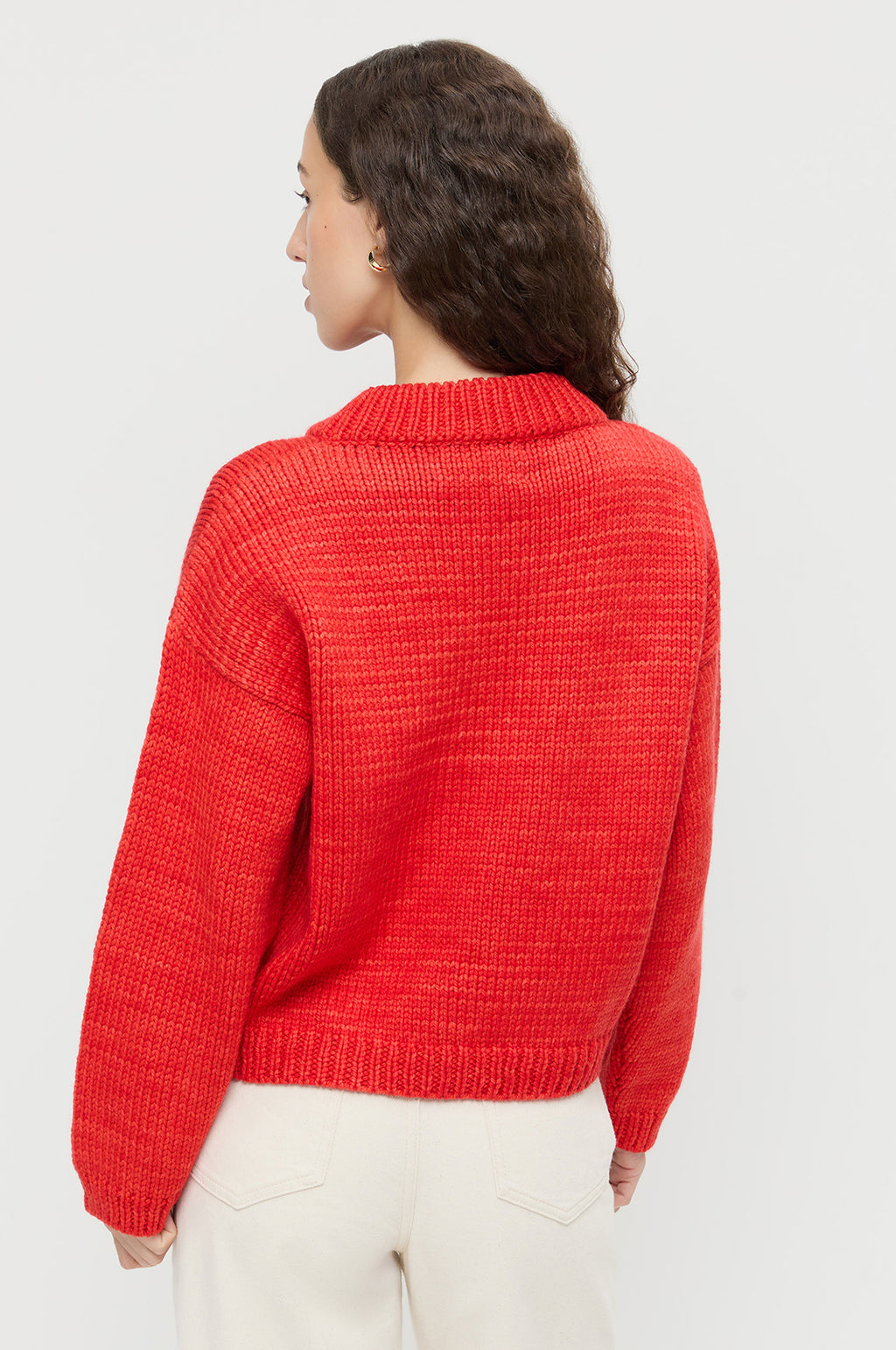Maddie Mock Neck Cardigan Red