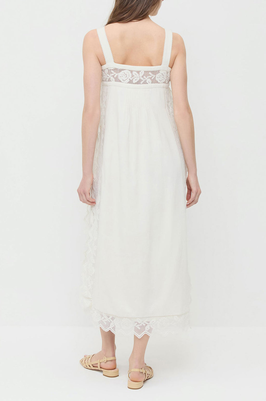 Poppy Open Lace Trim Dress White