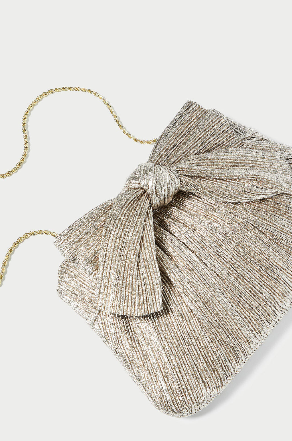 Rayne Pleated Bow Clutch Champagne