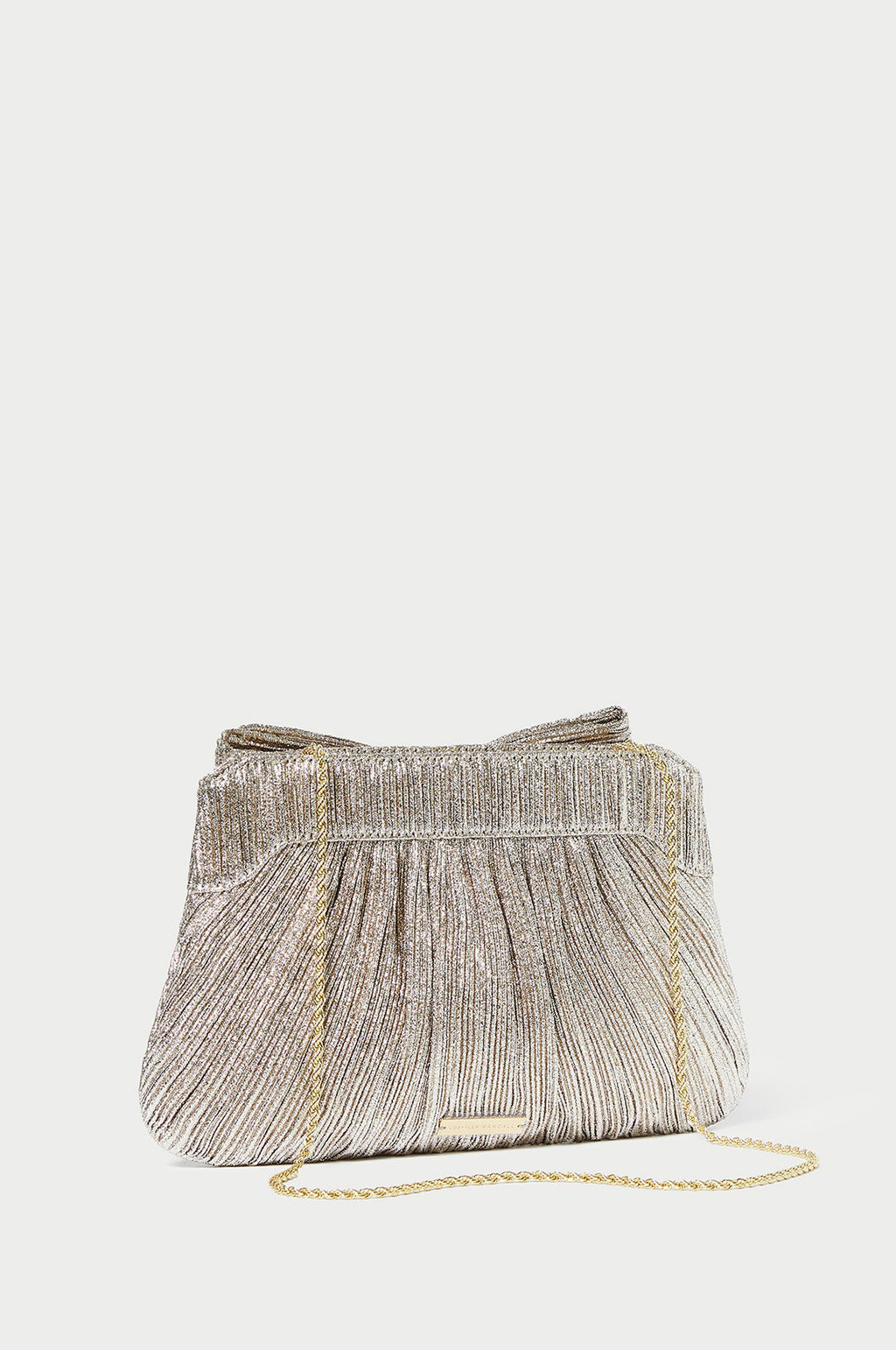 Rayne Pleated Bow Clutch Champagne