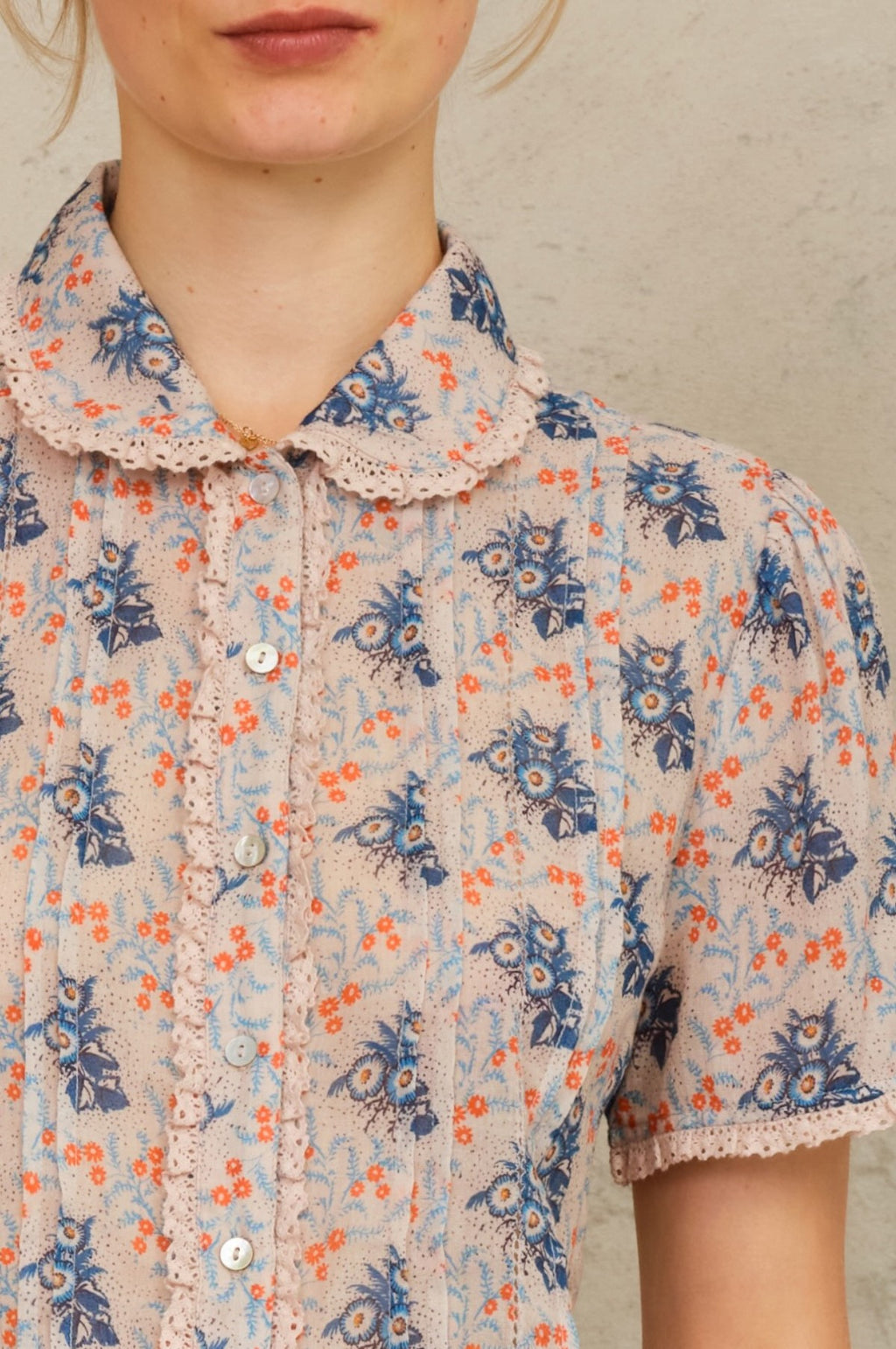 Aster Print Collar S/S Top Multi