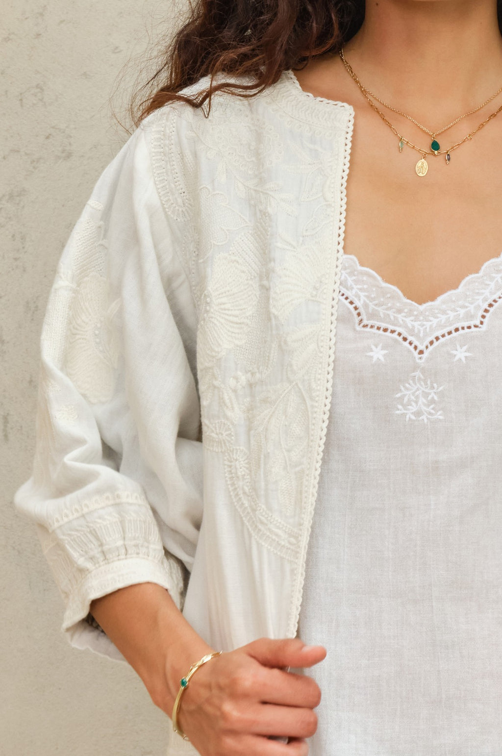 Averi Emb Jacket Ivory