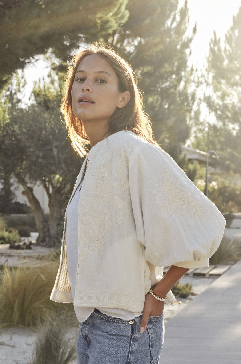 Averi Emb Jacket Ivory
