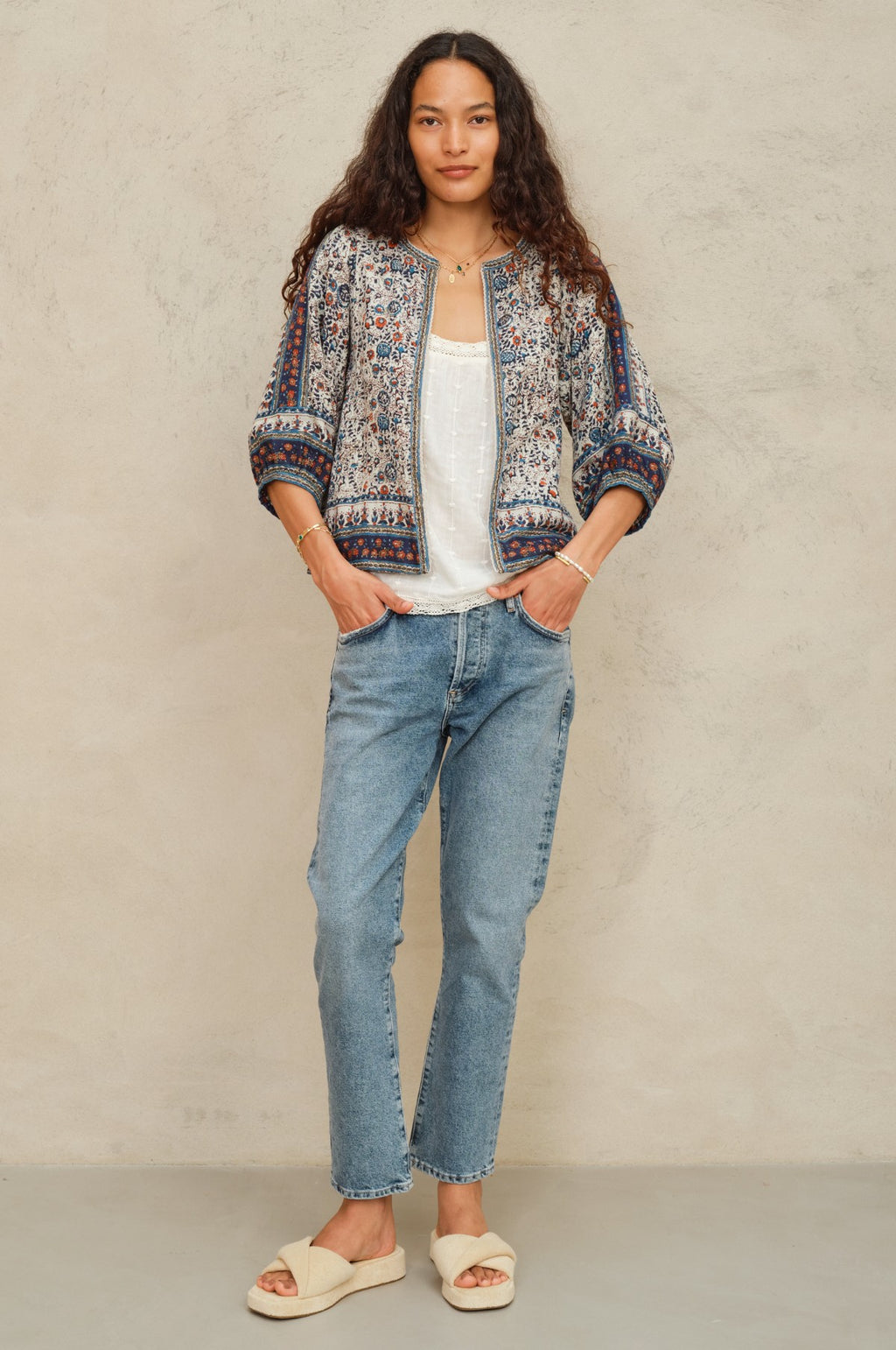 Cass Print Jacket Indigo/Rust