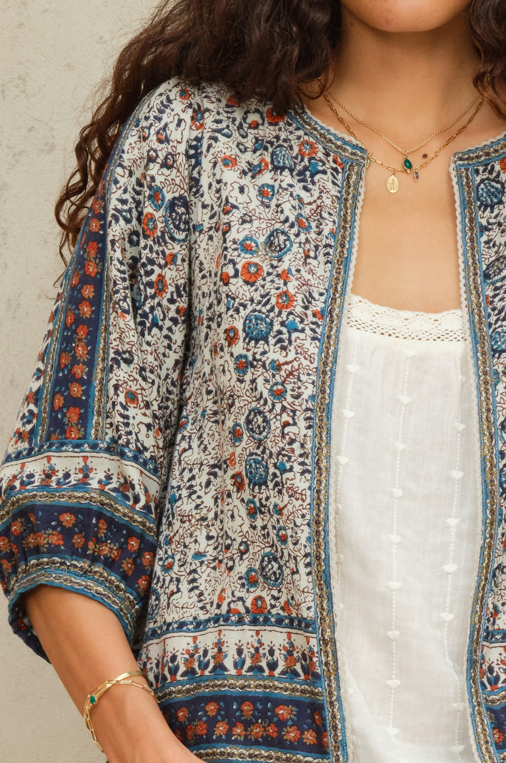 Cass Print Jacket Indigo/Rust