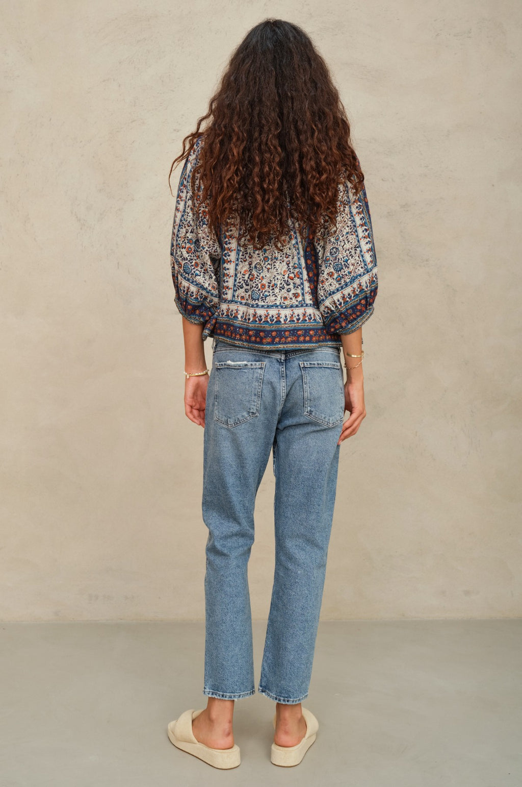 Cass Print Jacket Indigo/Rust