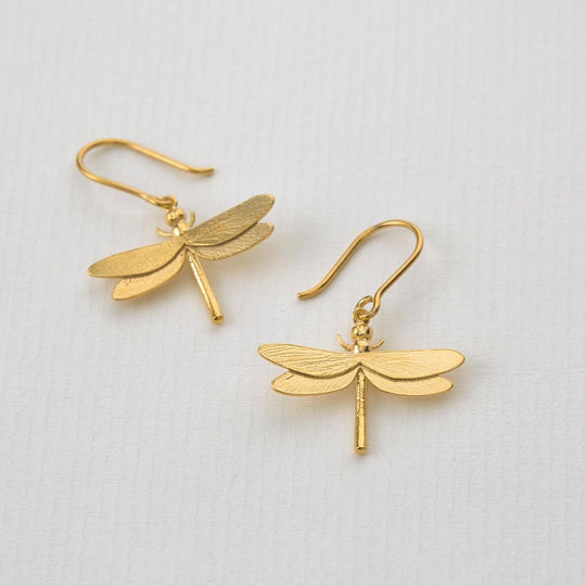 A.M. Dragonfly Hook Earrings Gold