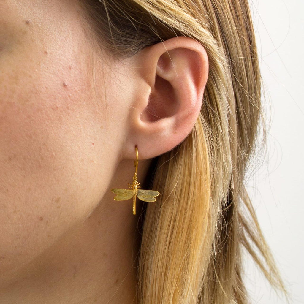 A.M. Dragonfly Hook Earrings Gold