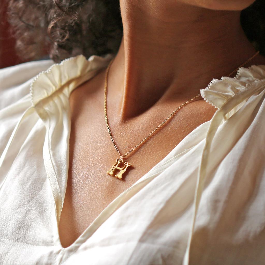 A.M. Just My Type Letter H Necklace Gold