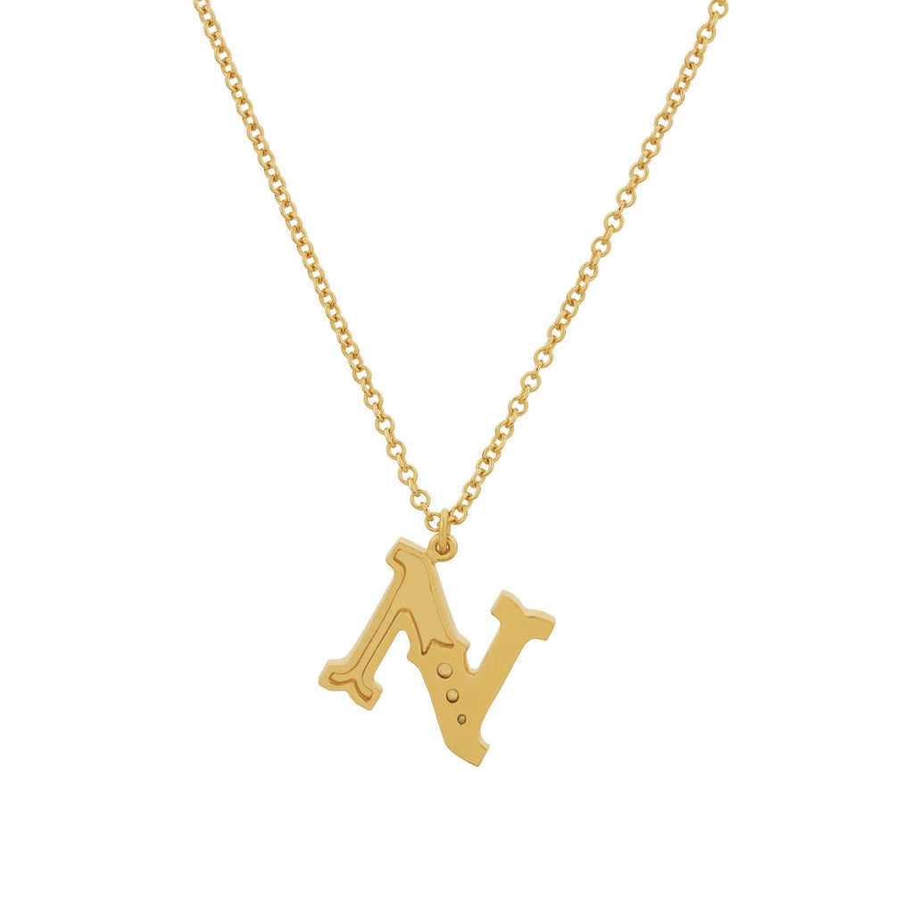 A.M. Just My Type Letter N Necklace Gold