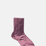 Maria La Rosa One Ribbed Laminated Socks Bordeaux.