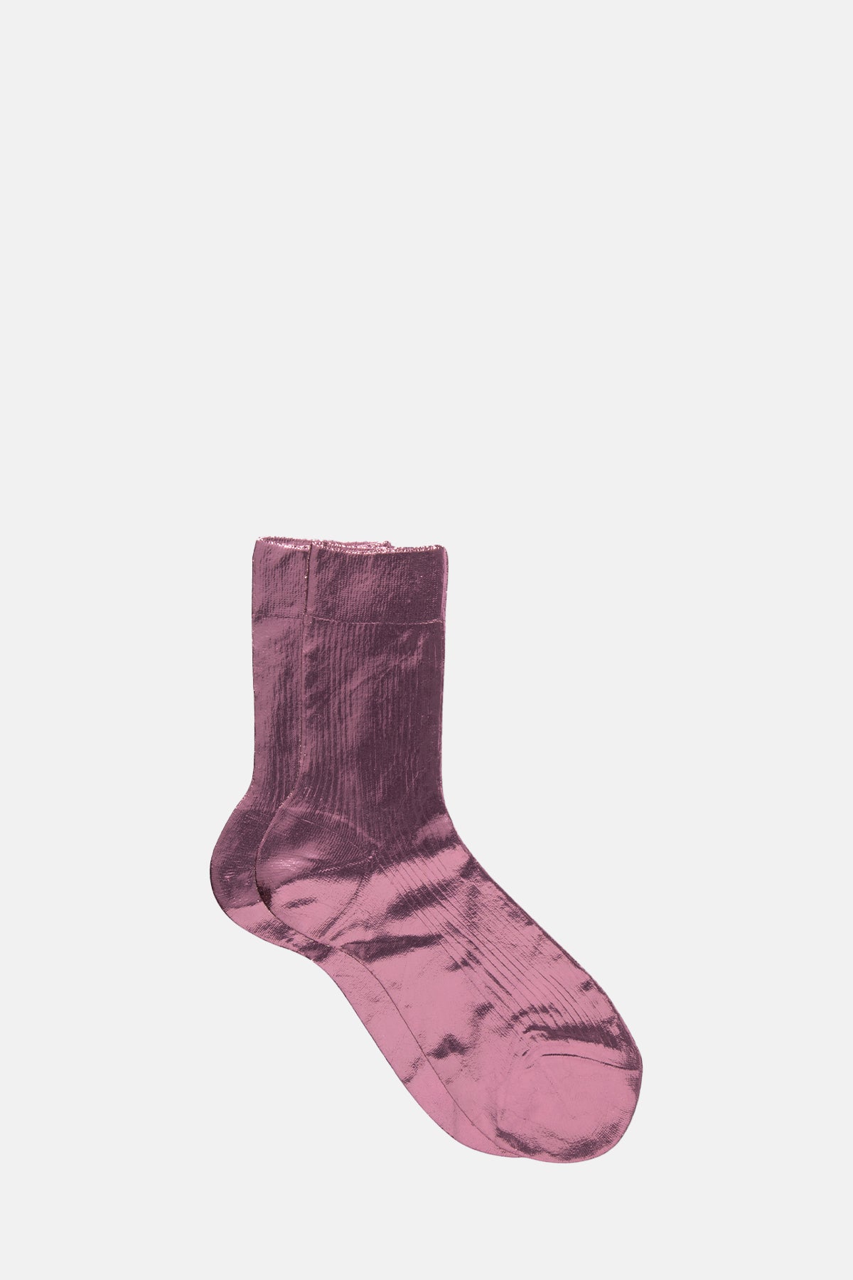 Maria La Rosa One Ribbed Laminated Socks Bordeaux.