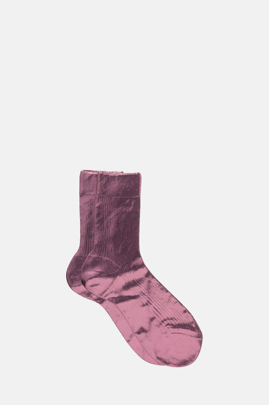 One Ribbed Laminated Socks Bordeaux