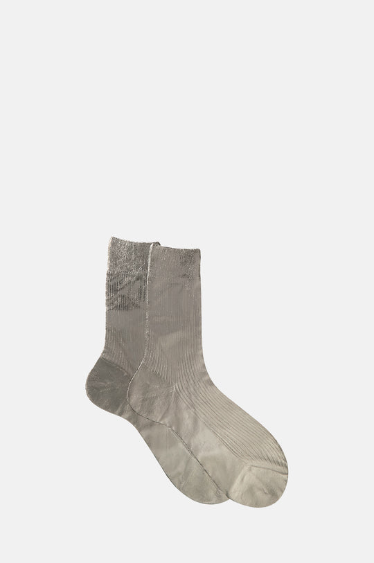 One Ribbed Laminated Socks Grey