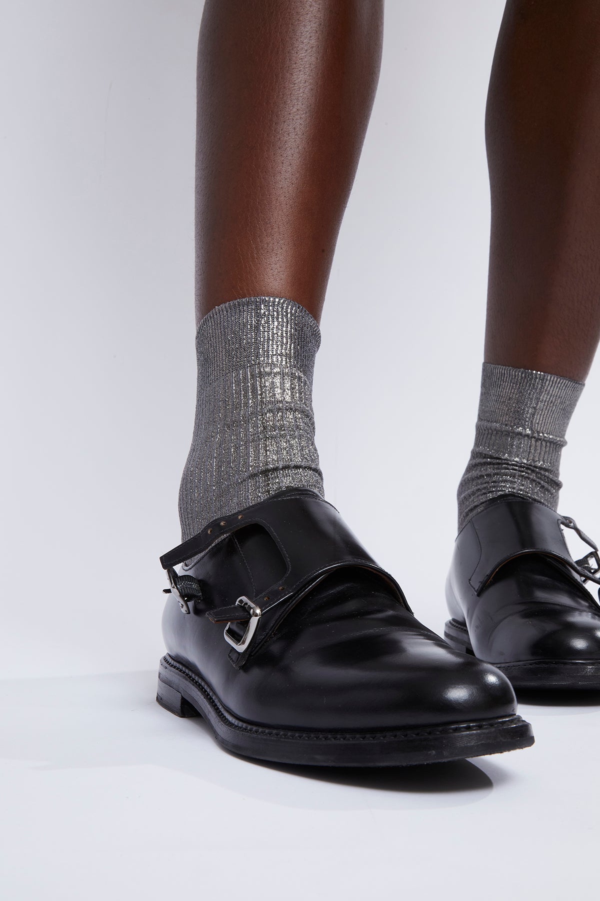 One Ribbed Laminated Socks Grey