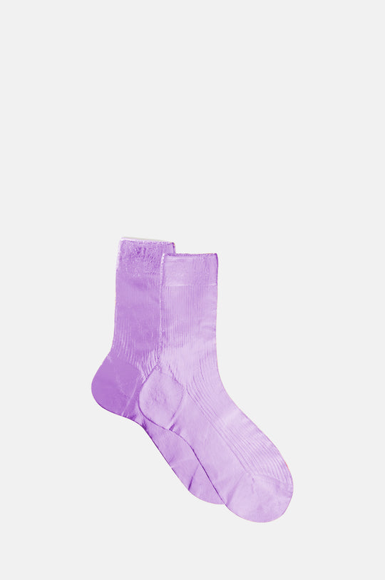 One Ribbed Laminated Socks Lilac