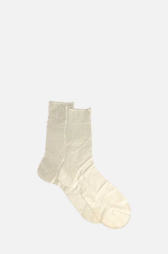One Ribbed Laminated Socks Platino