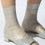 One Ribbed Laminated Socks Platino