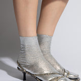 One Ribbed Laminated Socks Silver