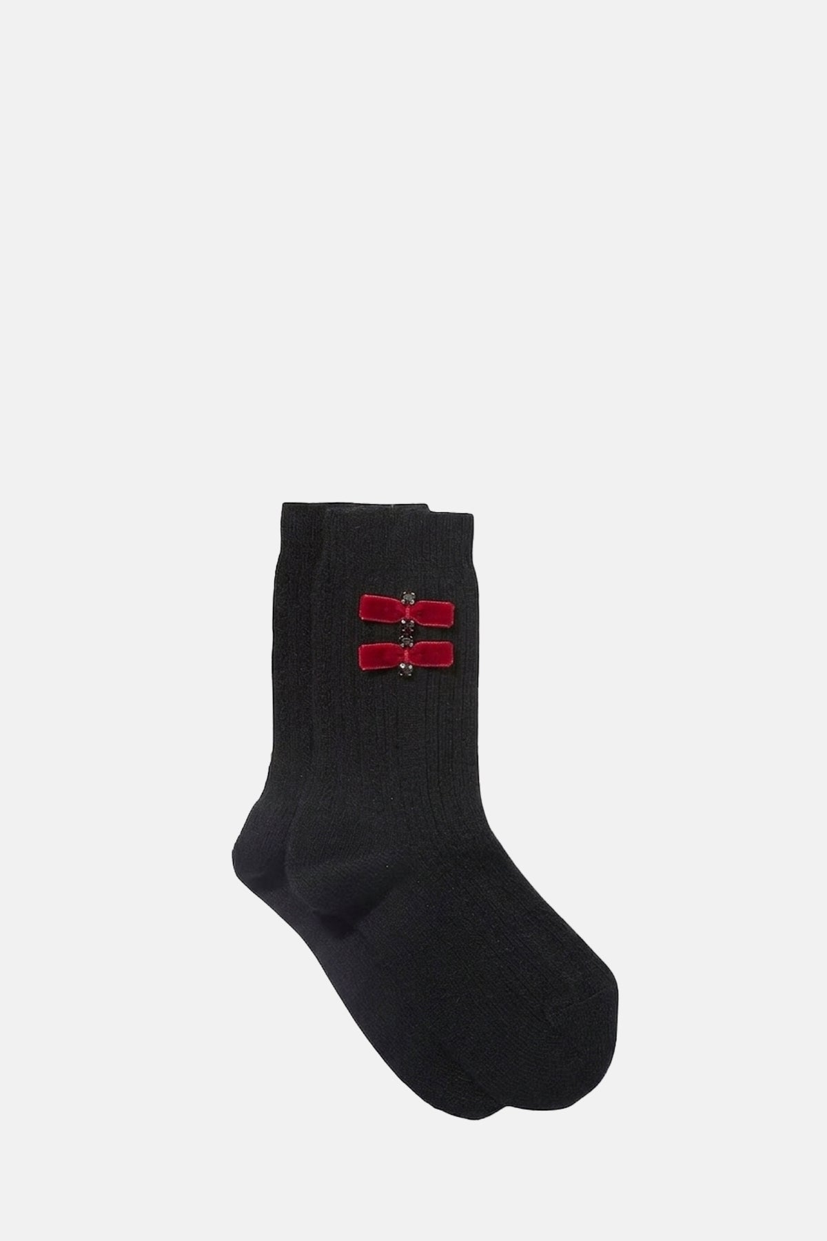 Maria La Rosa Vivaldi Wool Socks Black Red Velvet.