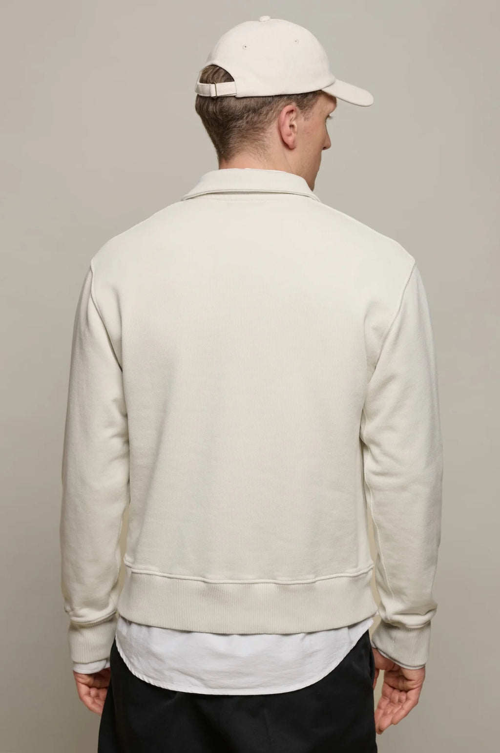 Authentic Fleece Polo Collared Half-Zip Cotton Sweatshirt Nature