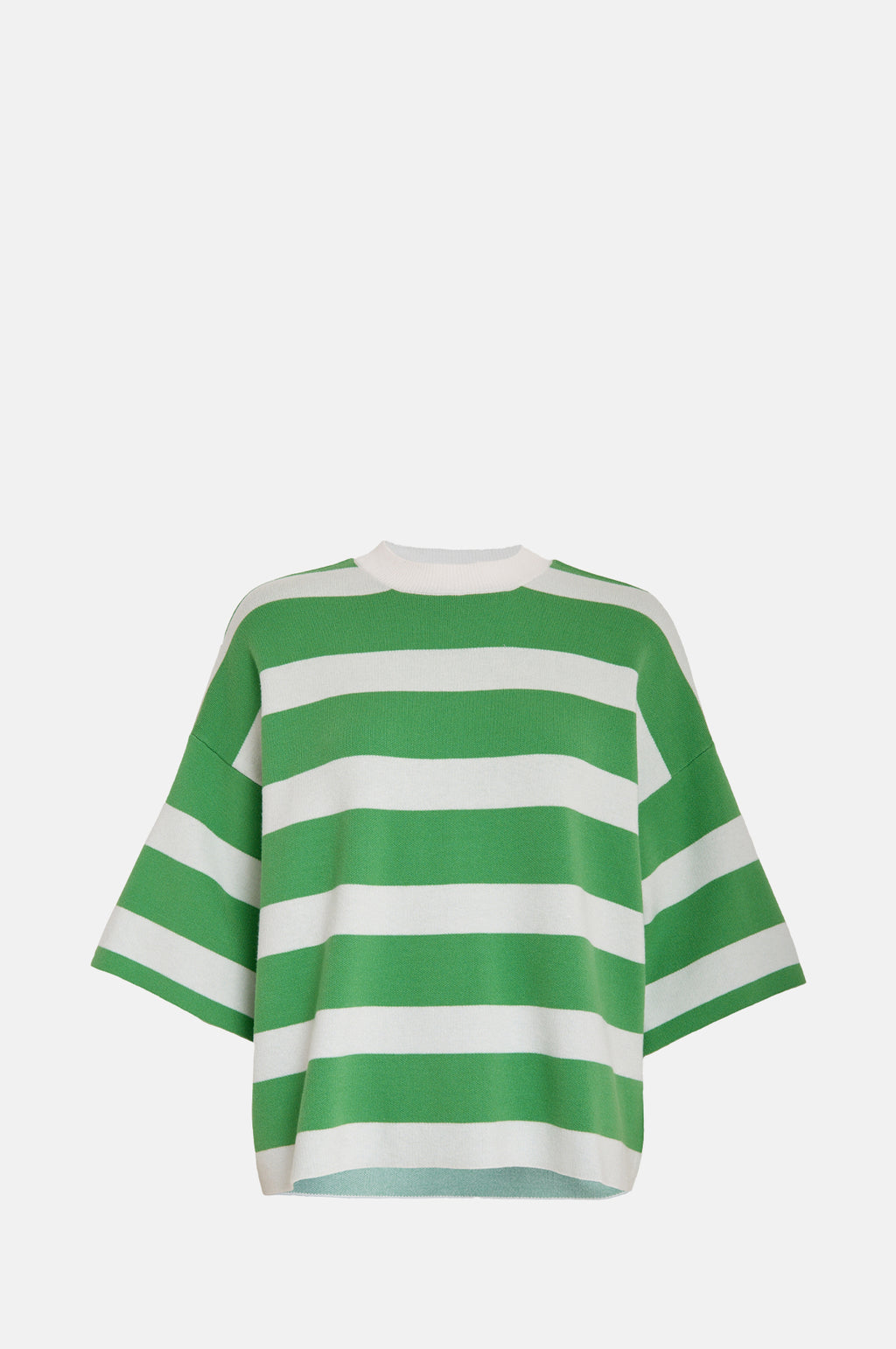 Minus Lupi Knit T Shirt Green Briar Stripe.
