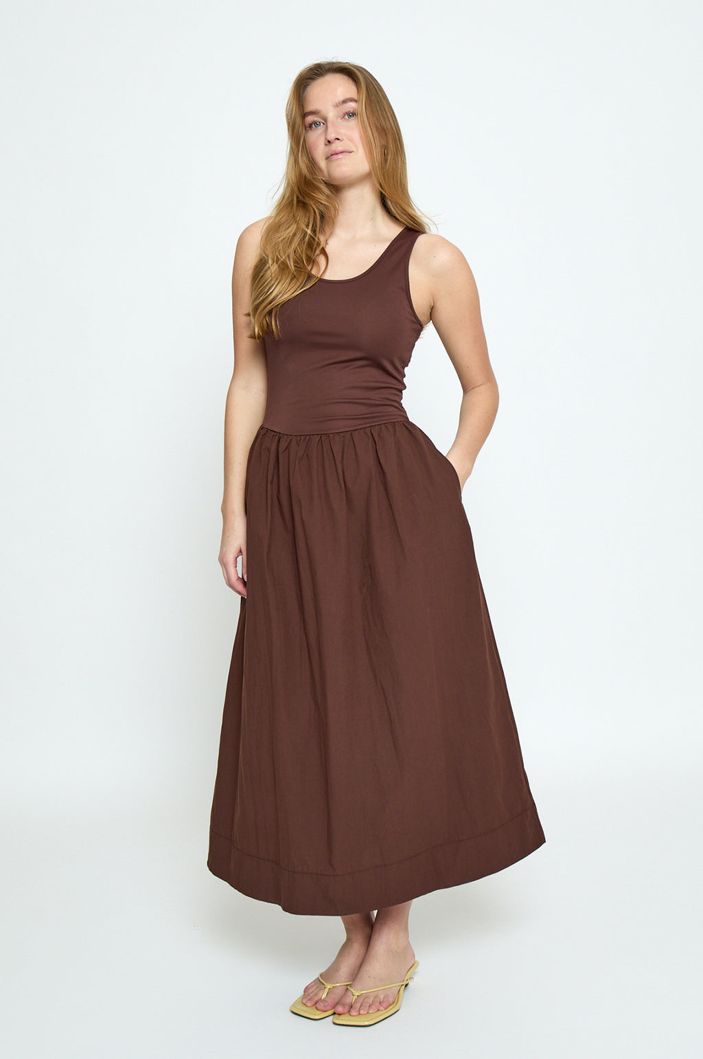 Marie Midi Dress Chestnut