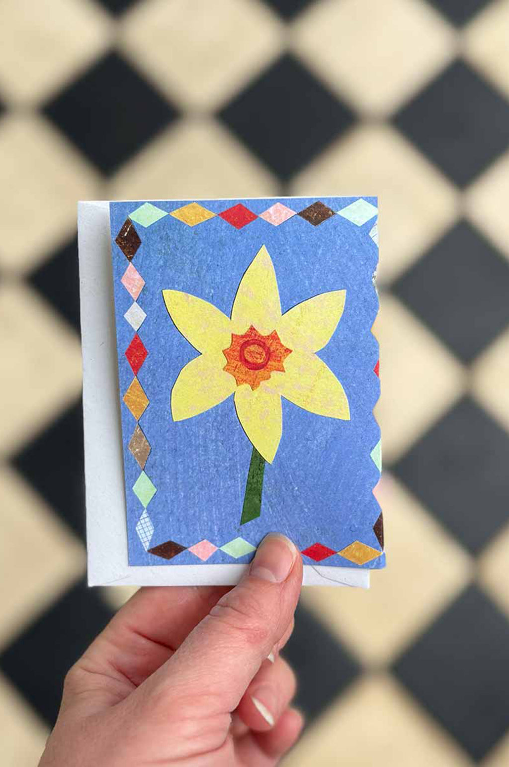 Patchwork Daffodil Concertina Greeting Card