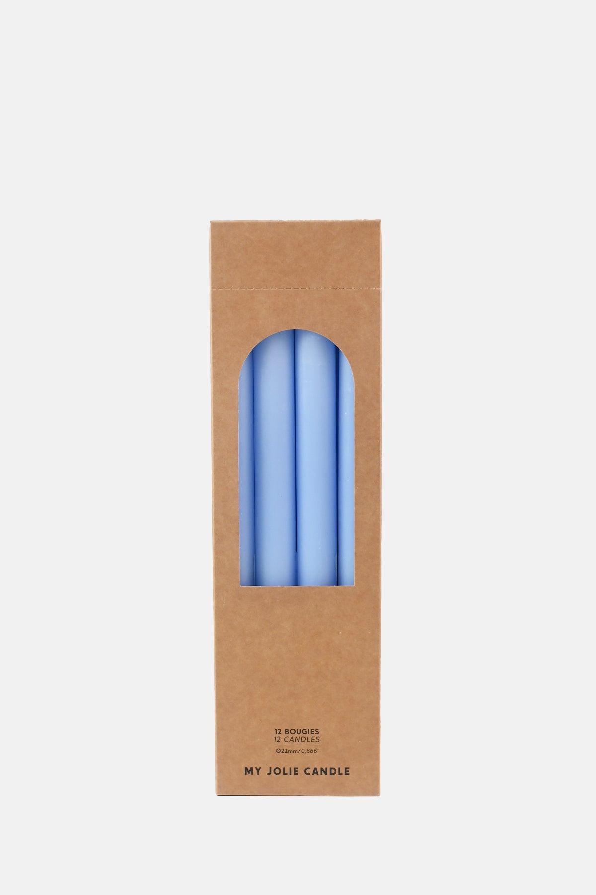 My Jolie Candle Box of 12 Dinner Candles Bleu Clair.