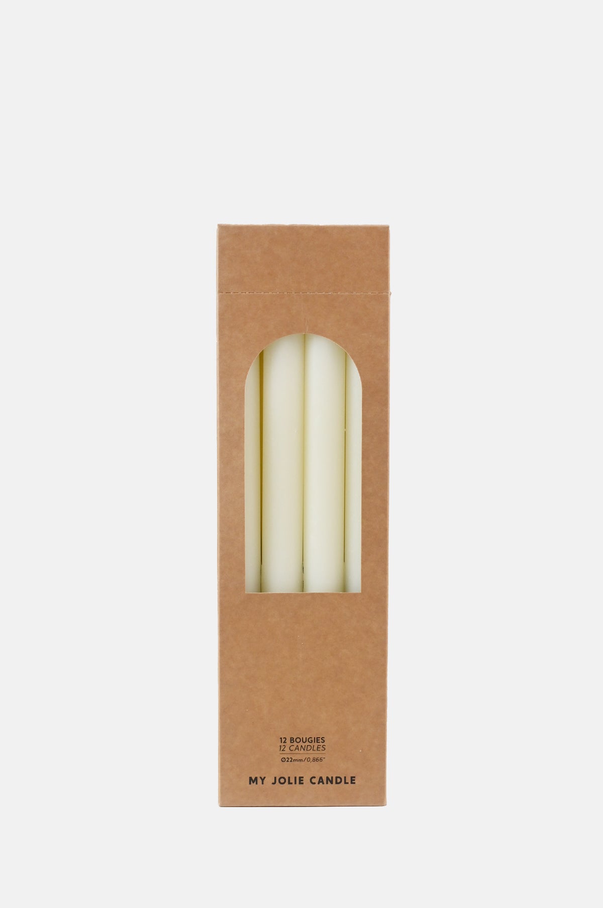 My Jolie Candle Box of 12 Dinner Candles Ivoire.