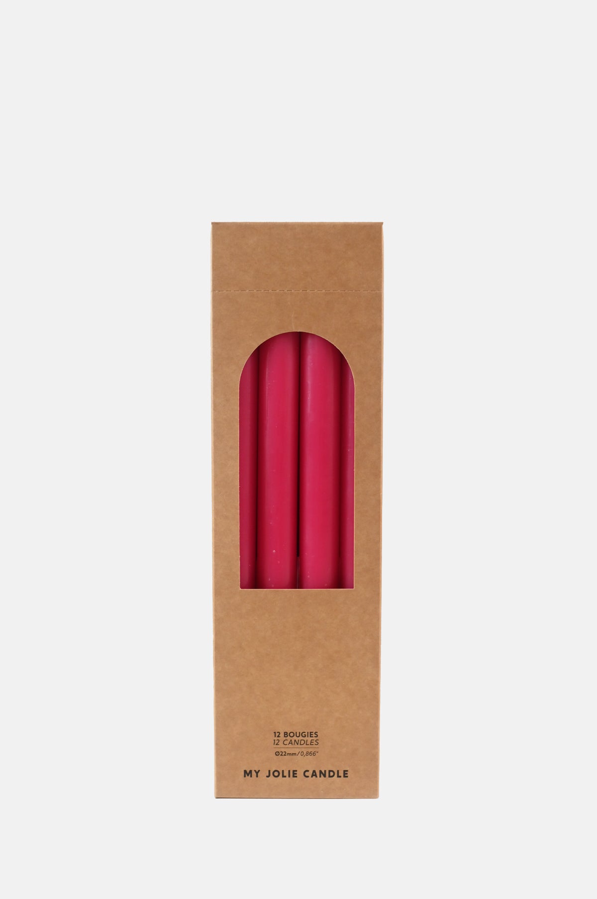 My Jolie Candle Box of 12 Dinner Candles Rose Fonce.