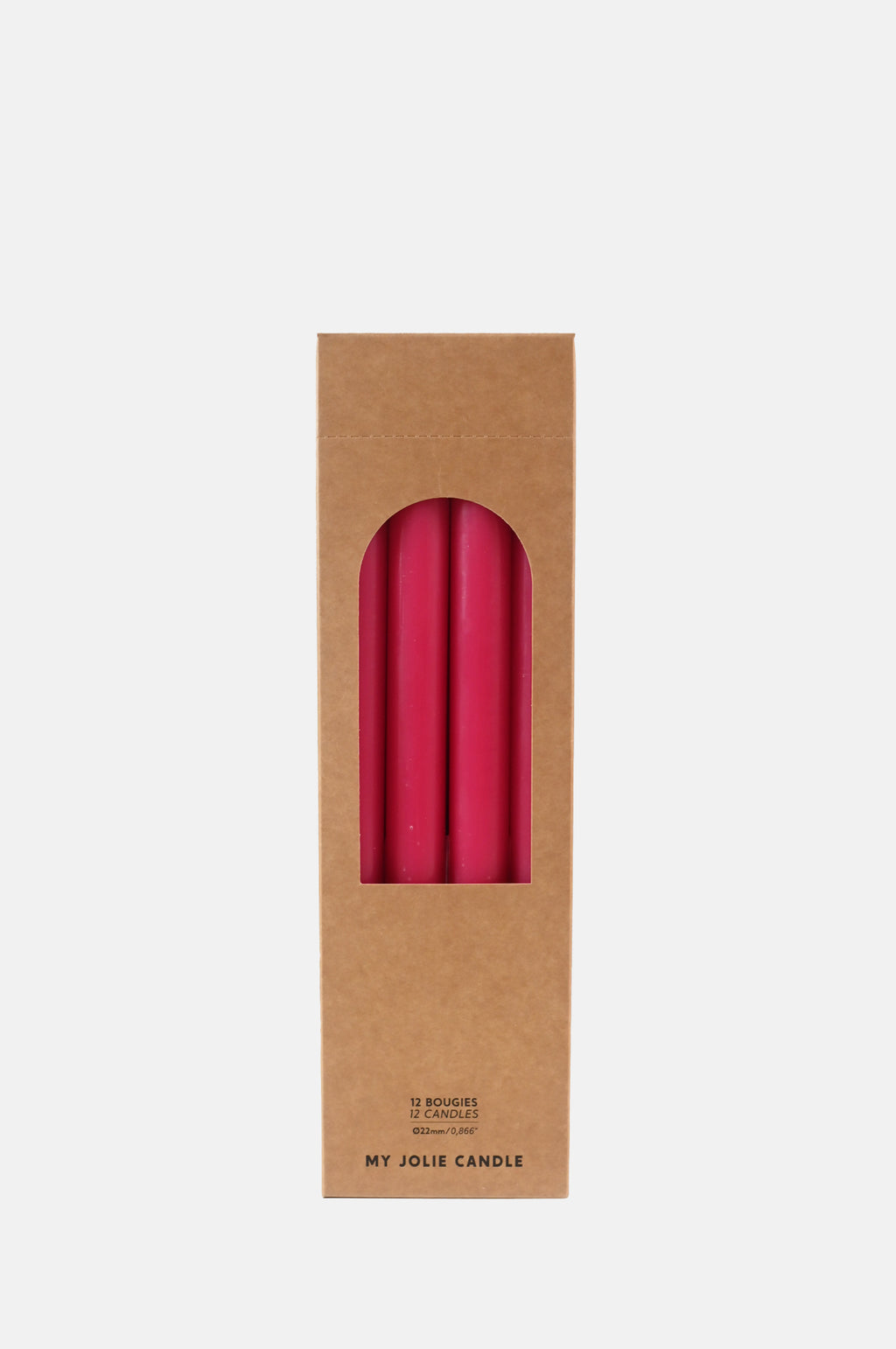 My Jolie Candle Box of 12 Dinner Candles Rose Fonce.