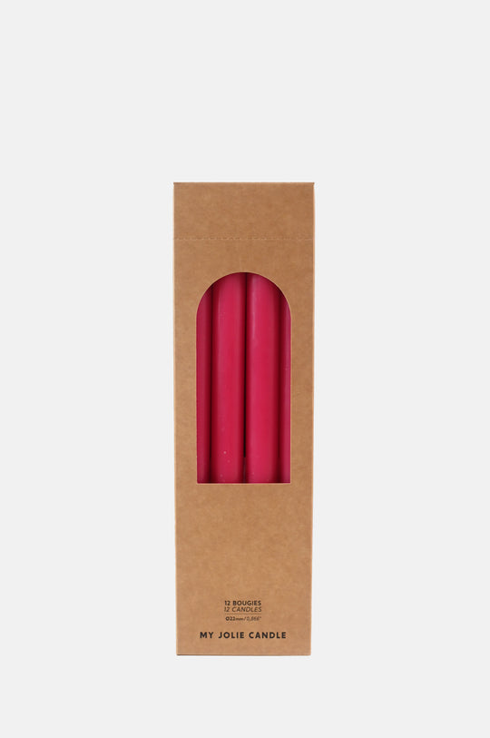 Box of 12 Dinner Candles Rose Fonce