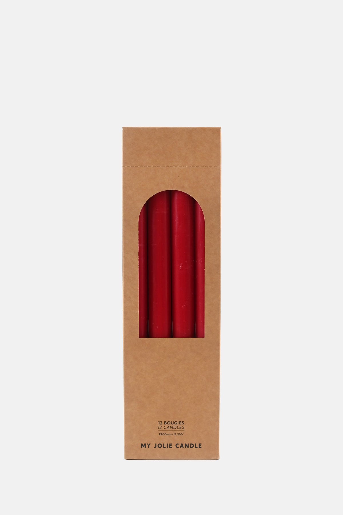 My Jolie Candle Box of 12 Dinner Candles Rouge.