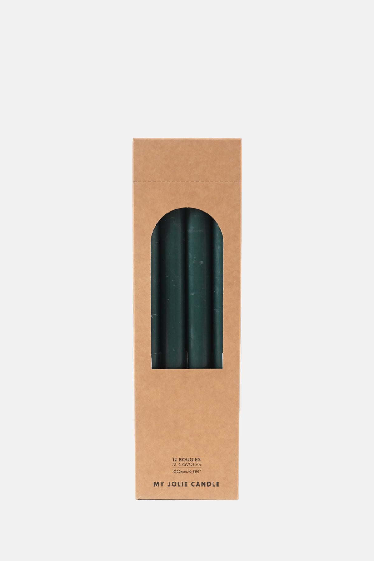 My Jolie Candle Box of 12 Dinner Candles Vert Foret.