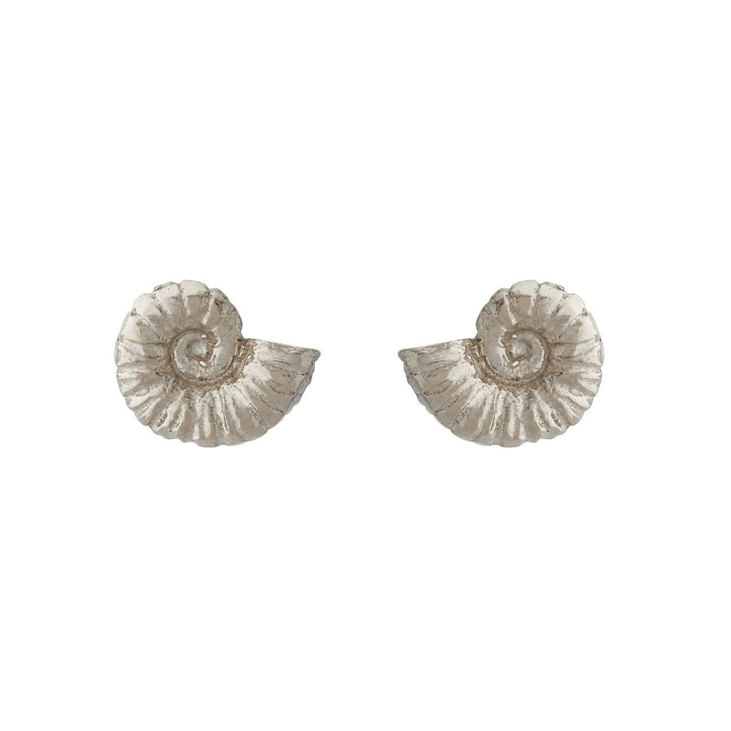 A.M. Small Ammonite Stud Earrings Silver