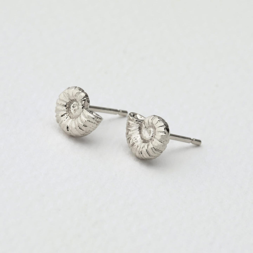 A.M. Small Ammonite Stud Earrings Silver