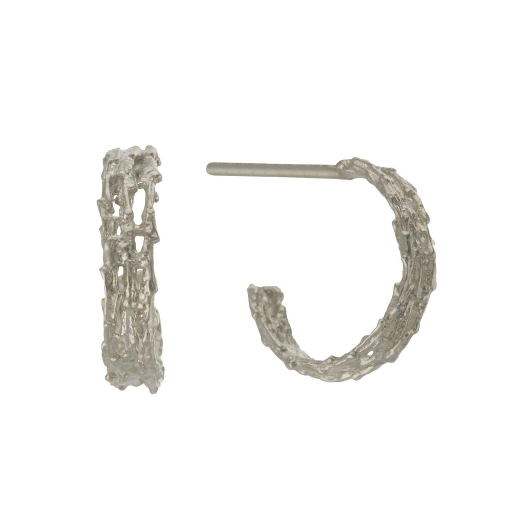 A.M. Nest Structure Mini Hoop Earrings Silver