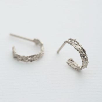A.M. Nest Structure Mini Hoop Earrings Silver