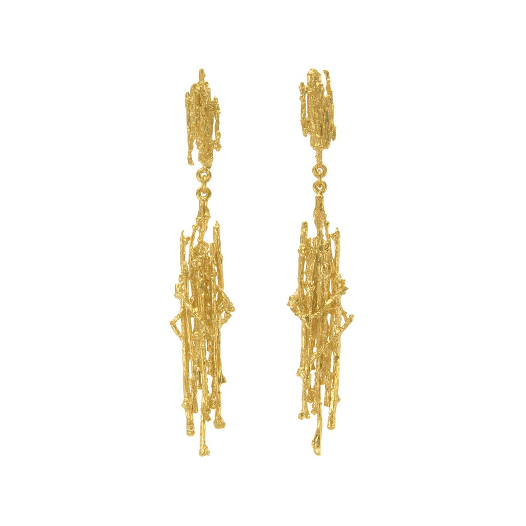 A.M. Nest Structure Statement Drop Earrings Gold